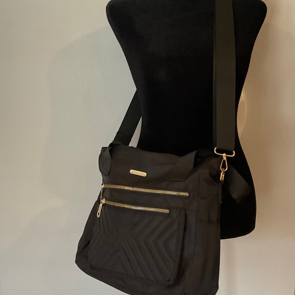 Black Quilted Tote with Gold Hardware